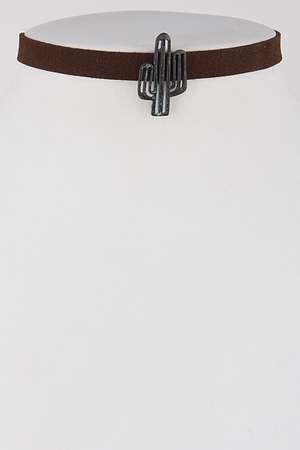 Simple Thin Choker Necklace With Cactus 6ICD2